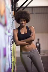 Image showing black woman after a workout at the gym