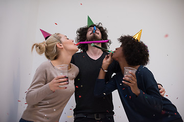 Image showing confetti party multiethnic group of people