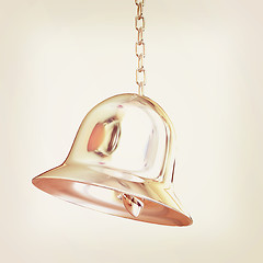 Image showing Shiny metal bell isolated on white background. 3d illustration. 