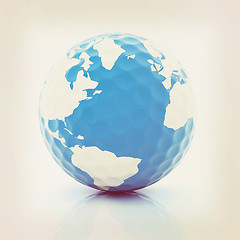 Image showing Conceptual 3d illustration. Golf ball world globe. Vintage style