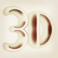 Image showing 3D word. 3D illustration. Vintage style