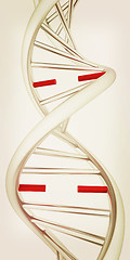 Image showing DNA structure model on white. 3d illustration. Vintage style