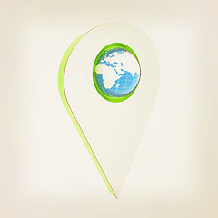 Image showing Realistic 3d pointer of map with Earth. Global concept. 3d illus