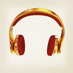 Image showing Golden headphones. 3d illustration. Vintage style