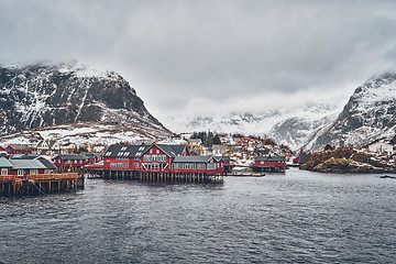 Image showing A village on Lofoten Islands, Norway