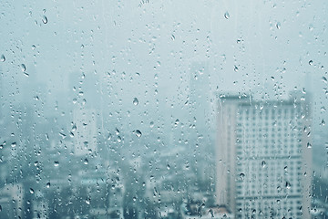 Image showing Rain drops on window