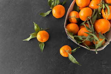 Image showing close up of mandarins on slate table top