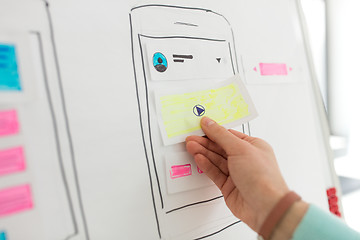 Image showing hand of developer working on ui design at office