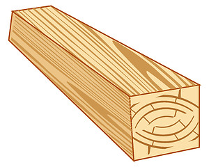 Image showing Wooden material pole on white background is insulated