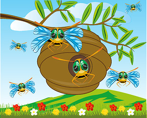 Image showing Jack with bee on green branch tree