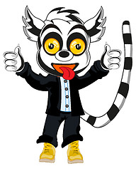 Image showing Cartoon animal lemur in suit and footwear