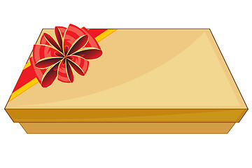 Image showing Box with gift decorated by red bow