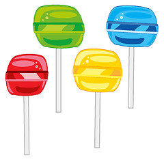 Image showing Sweet lollipop on stick of the varied colour