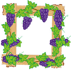 Image showing Frame from boards twining grapevine on white background