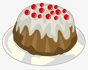 Image showing Vector illustration of the cake decorated berry on plate