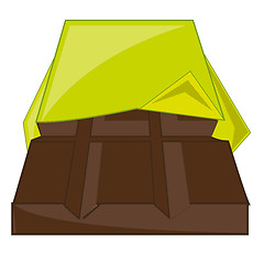 Image showing Bar of brown chocolate in unpacked to cover