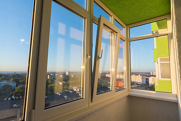 Image showing Glazing of a balcony in an apartment of a multi-storey residential building
