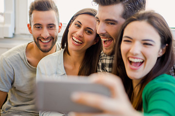 Image showing A selfie with friends