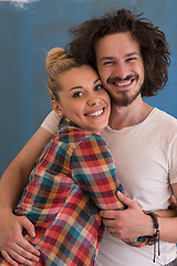 Image showing couple in love  over color background