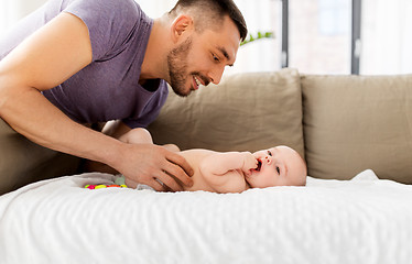 Image showing close up of father with little baby at home