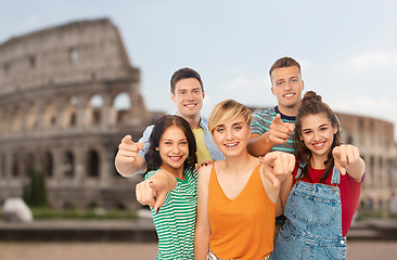 Image showing friends pointing at you over coliseum background