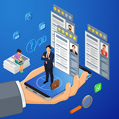 Image showing Online Isometric Employment and Hiring Concept