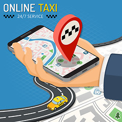 Image showing Online Taxi Isometric Concept