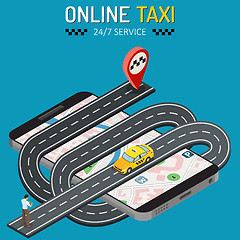 Image showing Online Taxi Isometric Concept