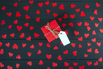 Image showing Gift boxes on wooden table