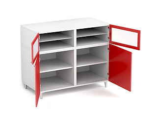 Image showing Opened cabinet on white