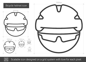 Image showing Bicycle helmet line icon.