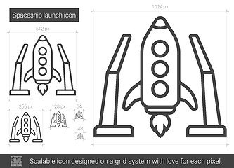 Image showing Spaceship launch line icon.