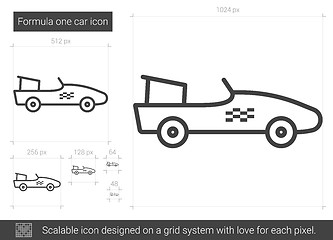 Image showing Formula one car line icon.