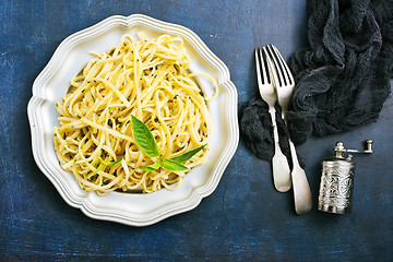 Image showing spaghetty with pesto