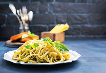 Image showing spaghetty with pesto