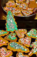 Image showing Homemade christmas cookies in baking dishes