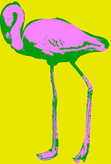 Image showing Flamingo picture over green background