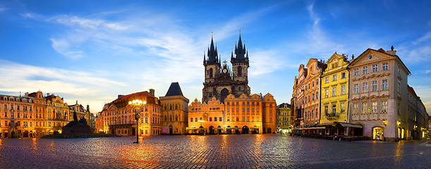 Image showing Tynsky temple at sunrise