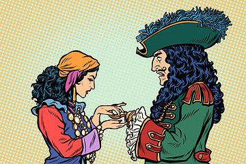 Image showing fortune teller and pirate with a hook