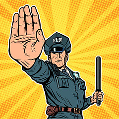 Image showing police officer stop gesture