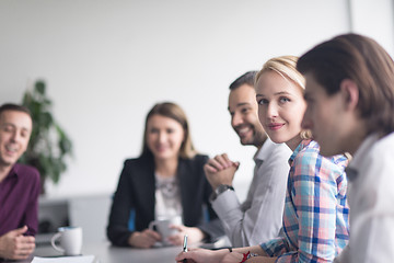 Image showing Group of young people meeting in startup office