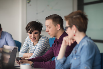 Image showing Group of young people meeting in startup office