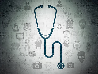 Image showing Healthcare concept: Stethoscope on Digital Data Paper background