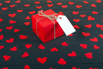 Image showing Gift boxes on wooden table