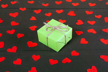 Image showing Gift boxes on wooden table