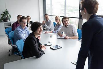 Image showing Group of young people meeting in startup office