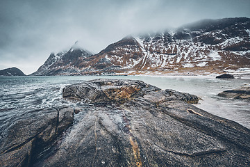 Image showing Rocky coast of fjord in Norway