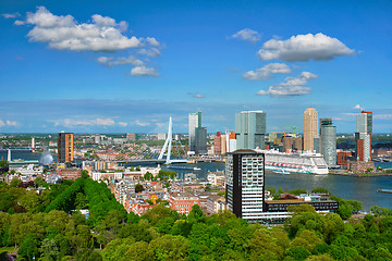 Image showing View of Rotterdam city and the Erasmus bridge