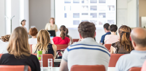 Image showing Academic presentation in lecture hall at university.