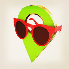 Image showing Glamour map pointer in sunglasses. 3d illustration. Vintage styl